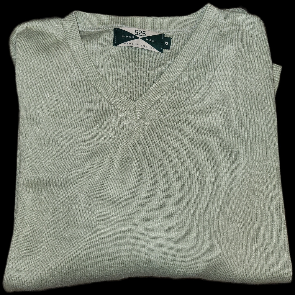 525 Mens Wear Made in America Sweater XL V-Neck Light Green Soft Business Casual